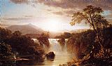 Waterfall Canvas Paintings - Landscape with Waterfall